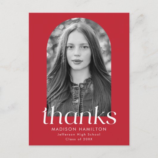 Rot | Moderner Minimalistischer Foto Abschluss Vie Postkarte (Vorderseite)