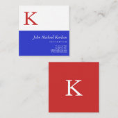 Rot| Modernes Monogramm Quadratische Visitenkarte (Vorne/Hinten)