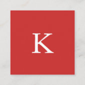 Rot| Modernes Monogramm Quadratische Visitenkarte (Rückseite)