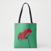 Rot-Mohn-Blume auf Grün Tasche (Vorderseite)
