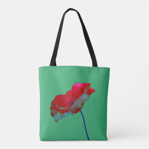 Rot-Mohn-Blume auf Grün Tasche