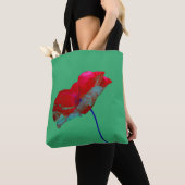 Rot-Mohn-Blume auf Grün Tasche (Von Nahem)