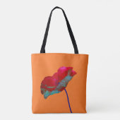 Rot-Mohn-Blume auf Orange Tasche (Rückseite)