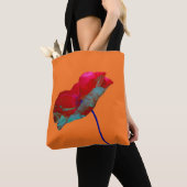 Rot-Mohn-Blume auf Orange Tasche (Von Nahem)