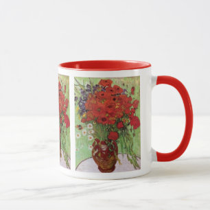 Rot-Mohn-und-Gänseblümchen 1890 Blumen Frühling Re Tasse