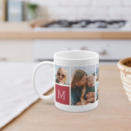 Rot | Monogram Grid Foto Collage Kaffeetasse