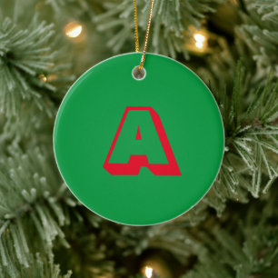 Rot-Monogramm-Erstwein Keramik Ornament