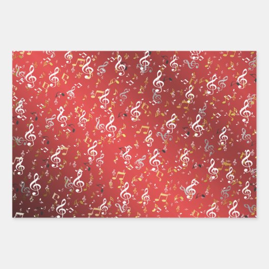 Rot, Musical+ Note, Luxus, Gold, königlich, elegan Geschenkpapier Set (Vorderseite 2)