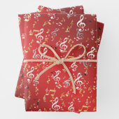 Rot, Musical+ Note, Luxus, Gold, königlich, elegan Geschenkpapier Set (Beispiel)