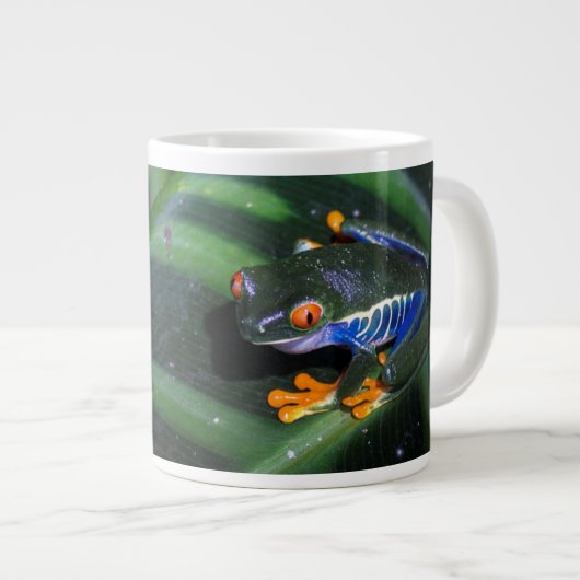 Rot mustert Frosch auf Blatt Jumbo-Tasse (Vorderseite Rechts)