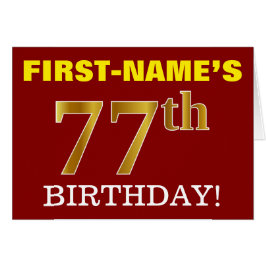 Rot, Nachahmung Gold "77. BIRTHDAY" Geburtstagskar