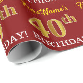 Rot, Nachahmung Gold sehen "40. GEBURTSTAG" aus Geschenkpapier (Rolleneckpunkt)