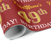 Rot, Nachahmung Gold sehen "49. GEBURTSTAG" aus Geschenkpapier (Rolleneckpunkt)