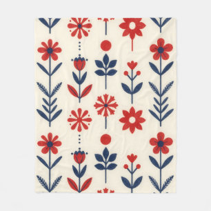 Rot-naval-Volkstümliches-Blumenmuster Fleecedecke
