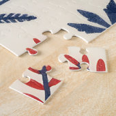 Rot-naval-Volkstümliches-Blumenmuster Puzzle (Seite)