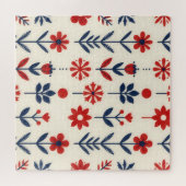 Rot-naval-Volkstümliches-Blumenmuster Puzzle (Horizontal)