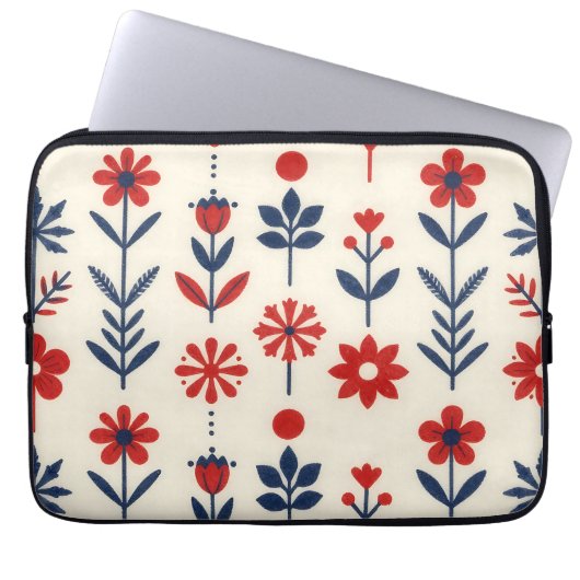 Rot-navalj Volksblumenmuster Laptopschutzhülle (Vorderseite)