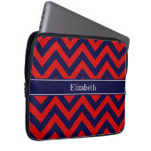 Rot, Navy Blue LG Zickzack Navy Name Monogram Laptopschutzhülle (Vorne Rechts)
