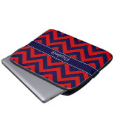 Rot, Navy Blue LG Zickzack Navy Name Monogram Laptopschutzhülle (Vorne Knopf)