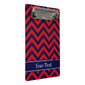 Rot, Navy Blue LG Zickzack Navy Name Monogram Mini Klemmbrett (Schrägansicht)
