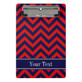 Rot, Navy Blue LG Zickzack Navy Name Monogram Mini Klemmbrett (Vorderseite)