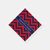 Rot, Navy Blue LG Zickzack Navy Name Monogram Serviette (Ecke)