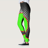 Rot Neon weiss Punkte Leggings (Links)