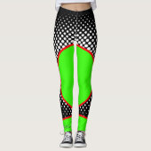 Rot Neon weiss Punkte Leggings (Vorderseite)