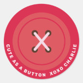 Rot Niedlich als Button-Klassenzimmer Valentinstag Runder Aufkleber (Vorderseite)