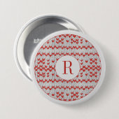 ROT NORDIC STRICK Runder Button Button + Initial (Vorne & Hinten)