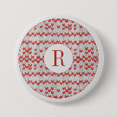 ROT NORDIC STRICK Runder Button Button + Initial (Vorderseite)