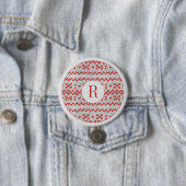 ROT NORDIC STRICK Runder Button Button + Initial (Beispiel)