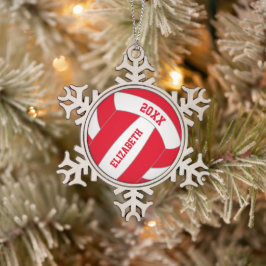 Rot oder JEDES personalisierte Mädchenvolleyball Schneeflocken Zinn-Ornament
