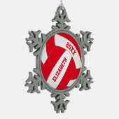 Rot oder JEDES personalisierte Mädchenvolleyball Schneeflocken Zinn-Ornament (Links)