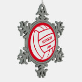 Rot oder JEDES personalisierte Mädchenvolleyball Schneeflocken Zinn-Ornament (Links)