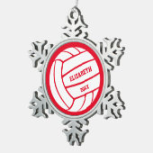 Rot oder JEDES personalisierte Mädchenvolleyball Schneeflocken Zinn-Ornament (Rechts)