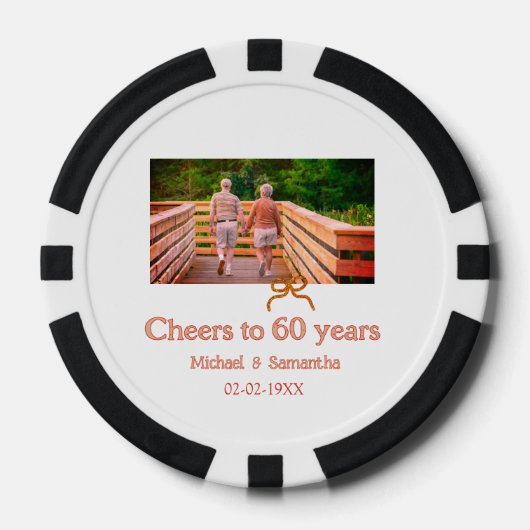 Rot oder Schleife prostet 60 Jahre Hochzeitsjubilä Pokerchips (Vorderseite)