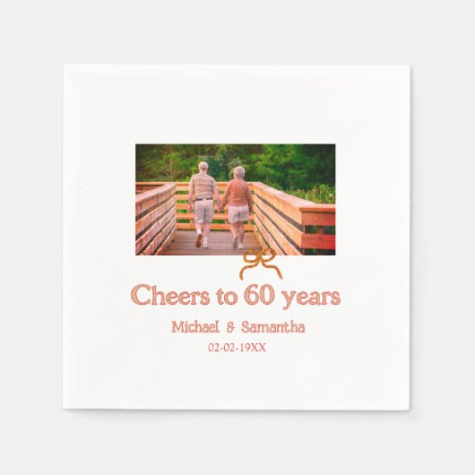 Rot oder Schleife prostet 60 Jahre Hochzeitsjubilä Serviette (Vorderseite)