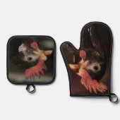 Rot Ofenhandschuh & Topflappen-Set (Vorderseite)