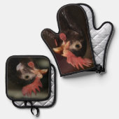 Rot Ofenhandschuh & Topflappen-Set (Vorderseite/Rückseite)