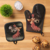 Rot Ofenhandschuh & Topflappen-Set (Oben Unten)