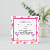 Rot-Orange-Ballon BIRTHDAY PARTY EINLADUNG (Stehend Vorderseite)