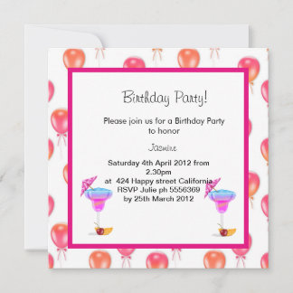 Rot-Orange-Ballon BIRTHDAY PARTY EINLADUNG