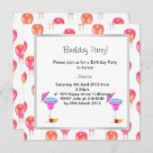 Rot-Orange-Ballon BIRTHDAY PARTY EINLADUNG 2 (Vorne/Hinten)