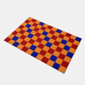Rot Orange Blau Kariertes Muster Design  Fußmatte (Schrägansicht)