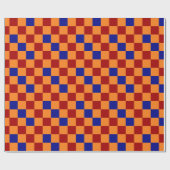 Rot Orange Blau Kariertes Muster Design  Geschenkpapier (Flach)