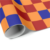 Rot Orange Blau Kariertes Muster Design  Geschenkpapier (Rolleneckpunkt)