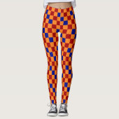 Rot Orange Blau Kariertes Muster Design  Leggings (Vorderseite)