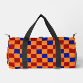 Rot Orange Blau Kariertes Musterdesign Duffle Bag (Vorderseite)