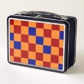 Rot Orange Blau Kariertes Musterdesign Metall Brotdose (Vorderseite)
